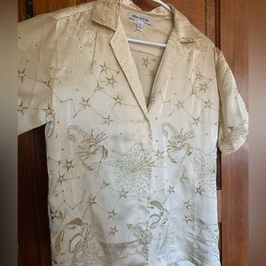 Silky astrology camp shirt - gold size S